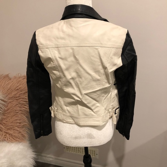 Black and beige leather jacket - Picture 6 of 7